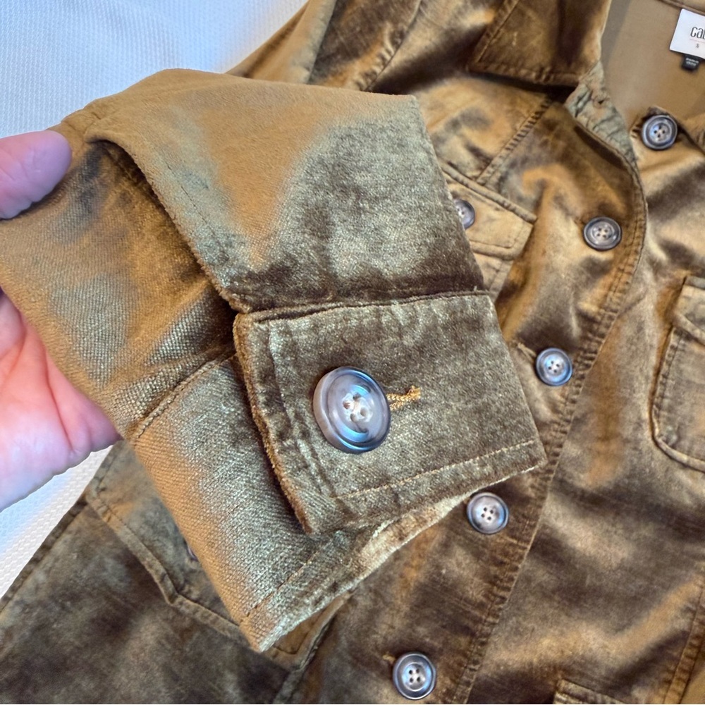 CAbi Olive Velvet Utility Jacket/blazer olive green/gold size small - Picture 6 of 16